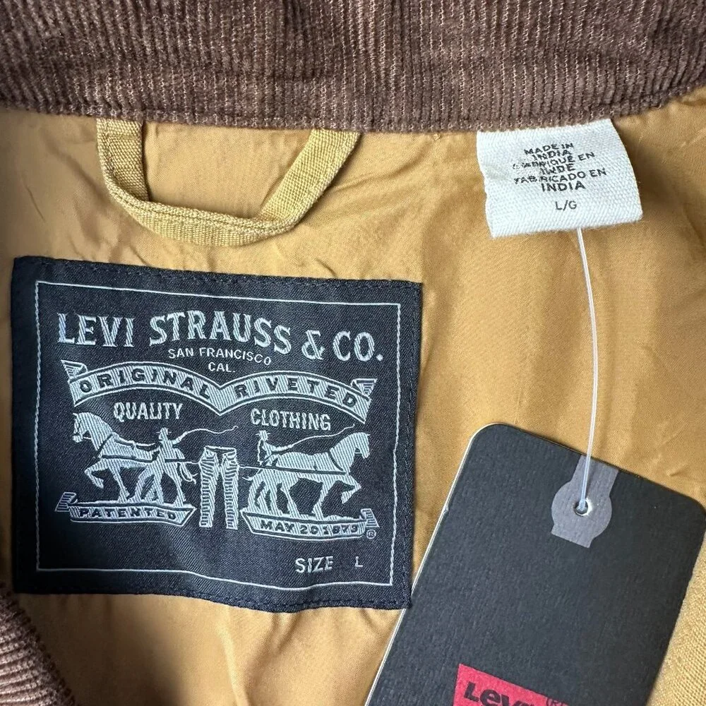 Levi's Cotton Canvas Corduroy Collar Depot Utility Barn Trucker Jacket Lt. Brown - Picture 12 of 16